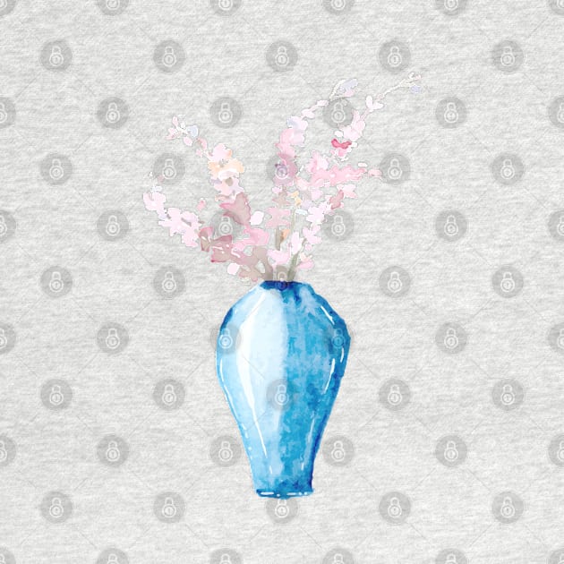 Ceramic vase with cherry blossom by Harpleydesign